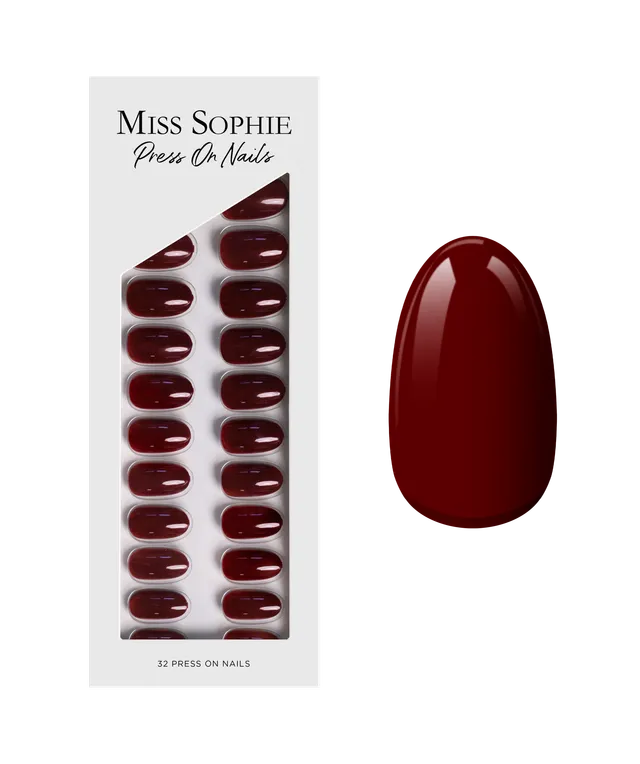 miss-sophie-s-burgundy-press-on-nails-kurz-rund-wiederverwendbar-in-tiefem-burgu image 1
