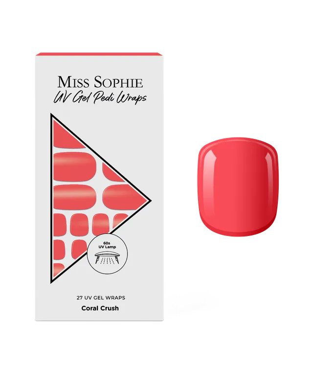 miss-sophie-s-coral-crush-uv-pedicure-nagelfolien-kr-ftiges-koralle-uv-gel-desig image 1