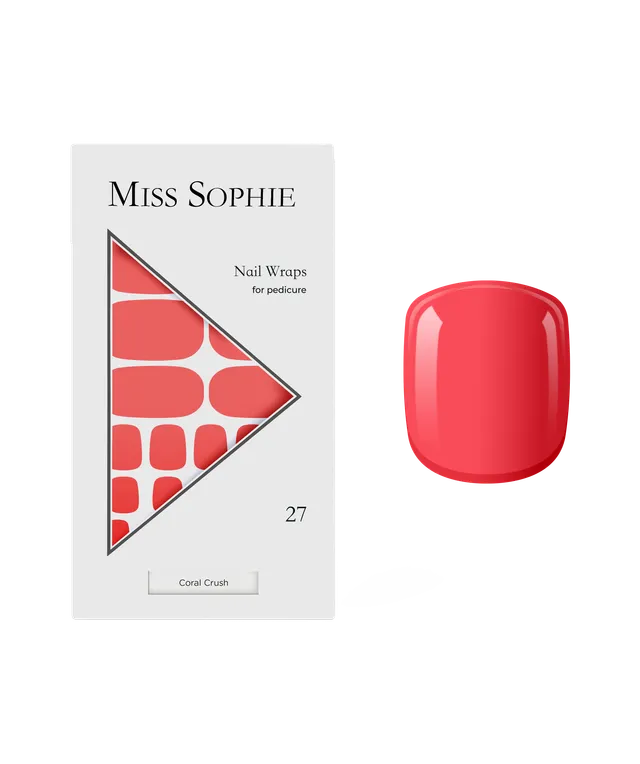 miss-sophie-s-coral-crush-pedicure-nail-wraps-korallenrote-pedik-re-folien-f-r-a image 1