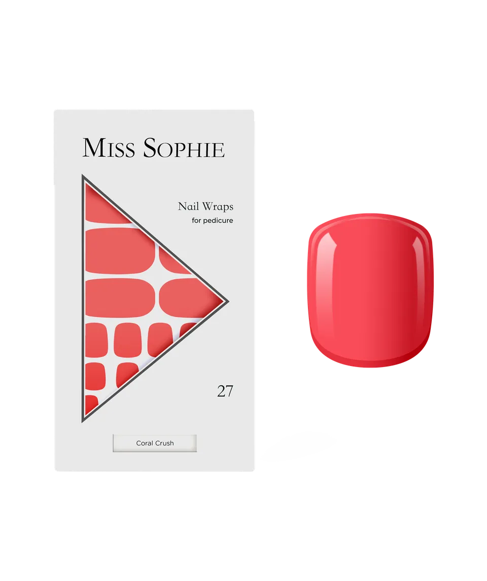 miss-sophie-s-coral-crush-pedicure-nail-wraps-korallenrote-pedik-re-folien-f-r-a image 1