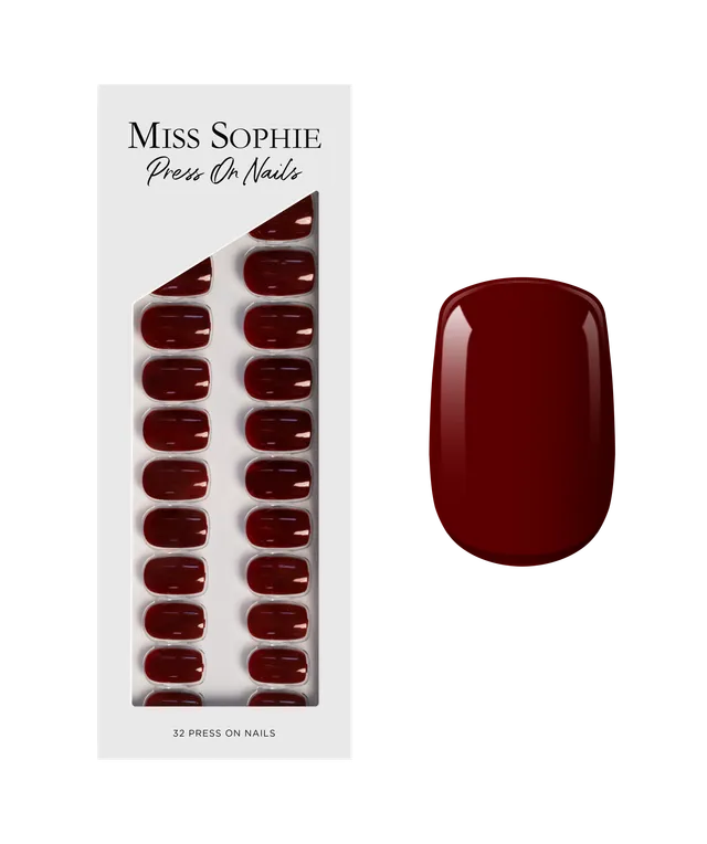 miss-sophie-s-burgundy-press-on-nails-short-square-weinrot-kurz-quadratisch image 1