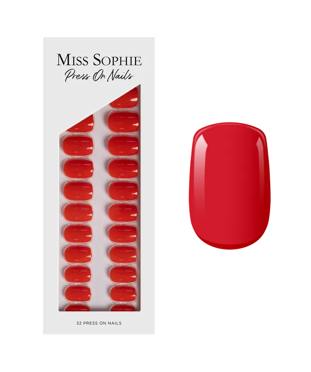 miss-sophie-s-lipstick-red-press-on-nails-kurz-quadratisch-klassisches-rot-press image 1