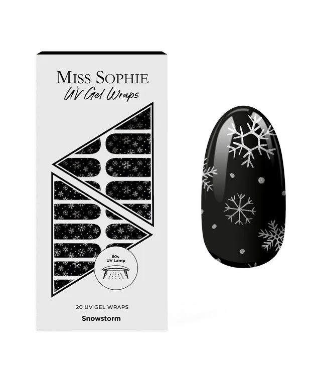 miss-sophie-s-snowstorm-uv-uv-gel-nagelfolien-schwarz-mit-silbernen-schneeflocke image 1