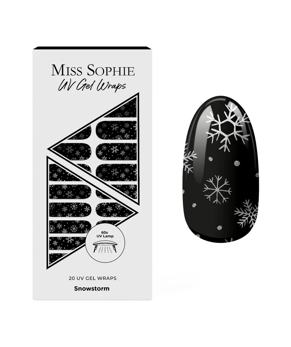 miss-sophie-s-snowstorm-uv-uv-gel-nagelfolien-schwarz-mit-silbernen-schneeflocke image 1