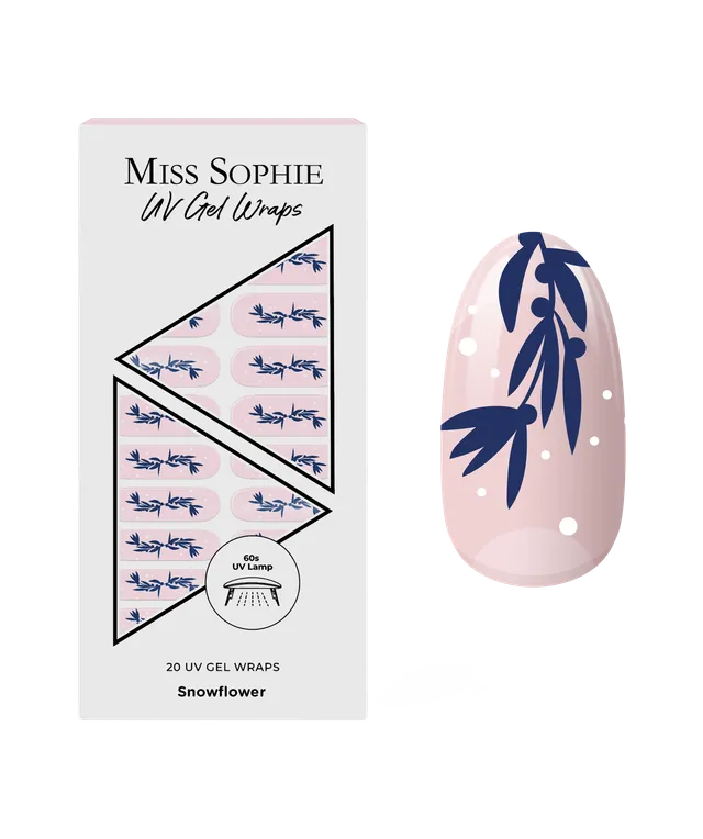 miss-sophie-s-snowflower-uv-nagelsticks-blaue-winterbl-ten-auf-blush-basis-black image 1