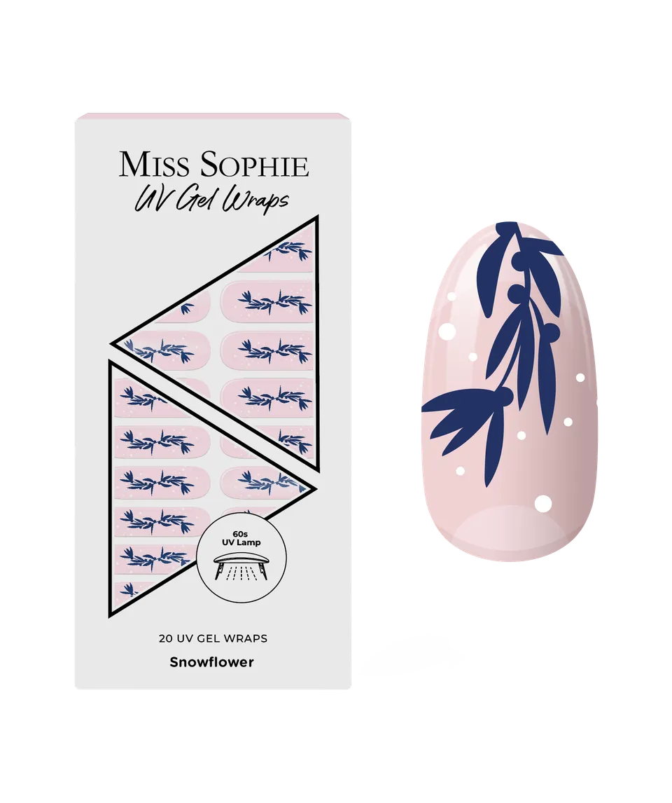 miss-sophie-s-snowflower-uv-nagelsticks-blaue-winterbl-ten-auf-blush-basis-black image 1