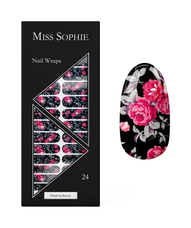 miss-sophie-s-sleeping-beauty-nagelfolien-dunkles-ros-mit-blumen-design-outlet-s image 1