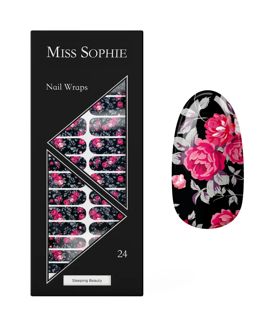 miss-sophie-s-sleeping-beauty-nagelfolien-dunkles-ros-mit-blumen-design-outlet-s image 1