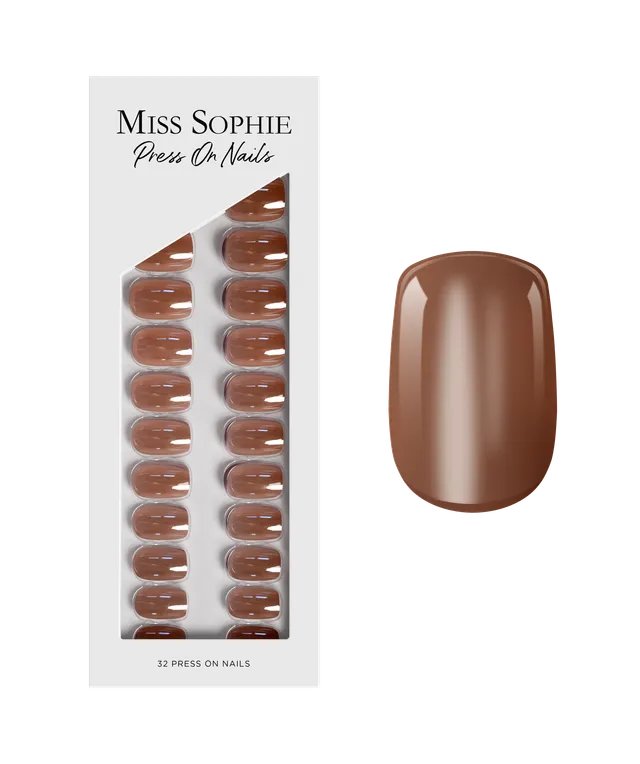 miss-sophie-s-glazed-cocoa-press-on-nails-kurze-quadratische-fertign-gel-mit-gla image 1