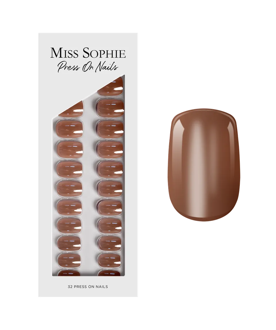 miss-sophie-s-glazed-cocoa-press-on-nails-kurze-quadratische-fertign-gel-mit-gla image 1
