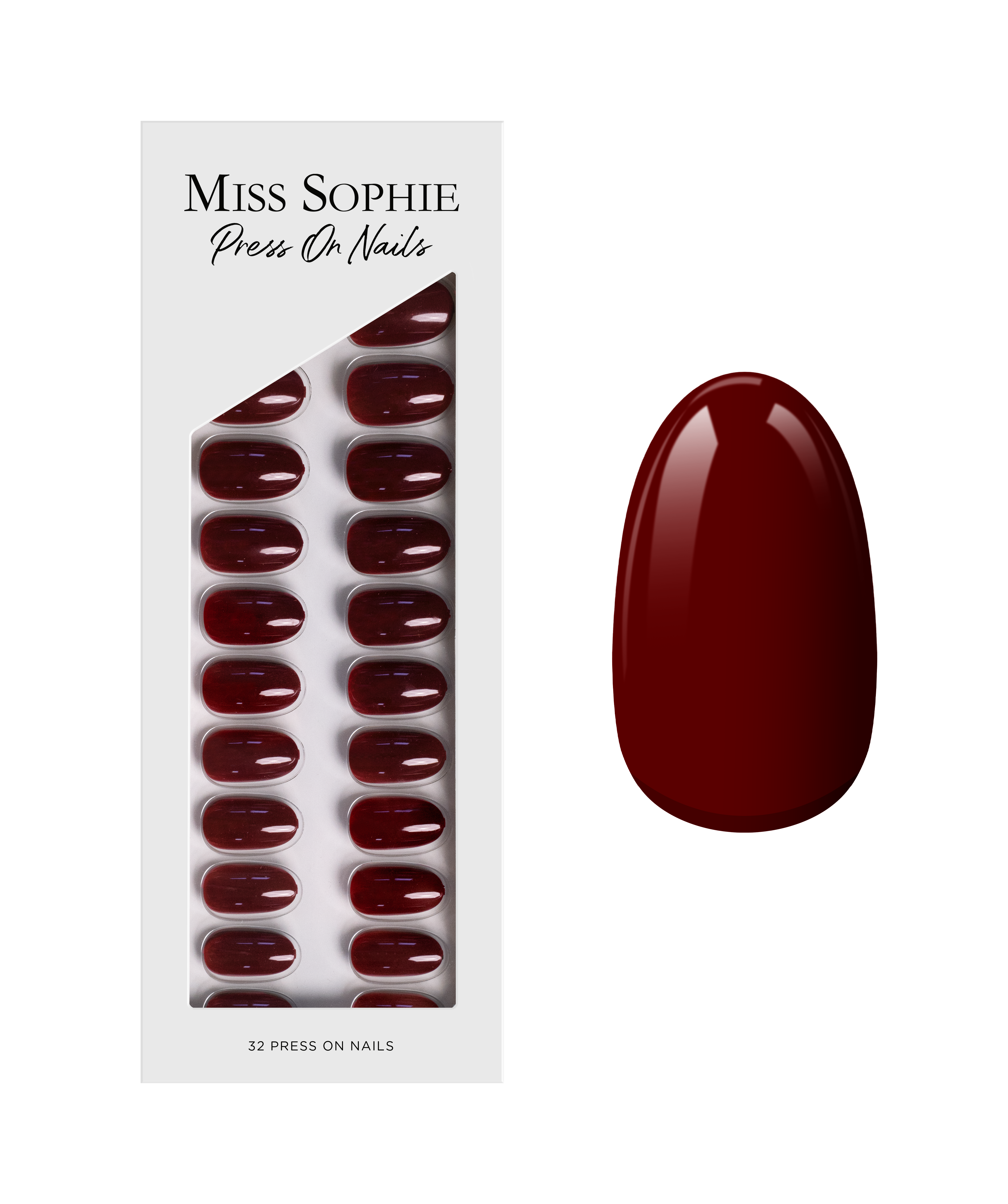 miss-sophie-s-burgundy-press-on-nails-kurz-rund-wiederverwendbar-in-tiefem-burgu image 1