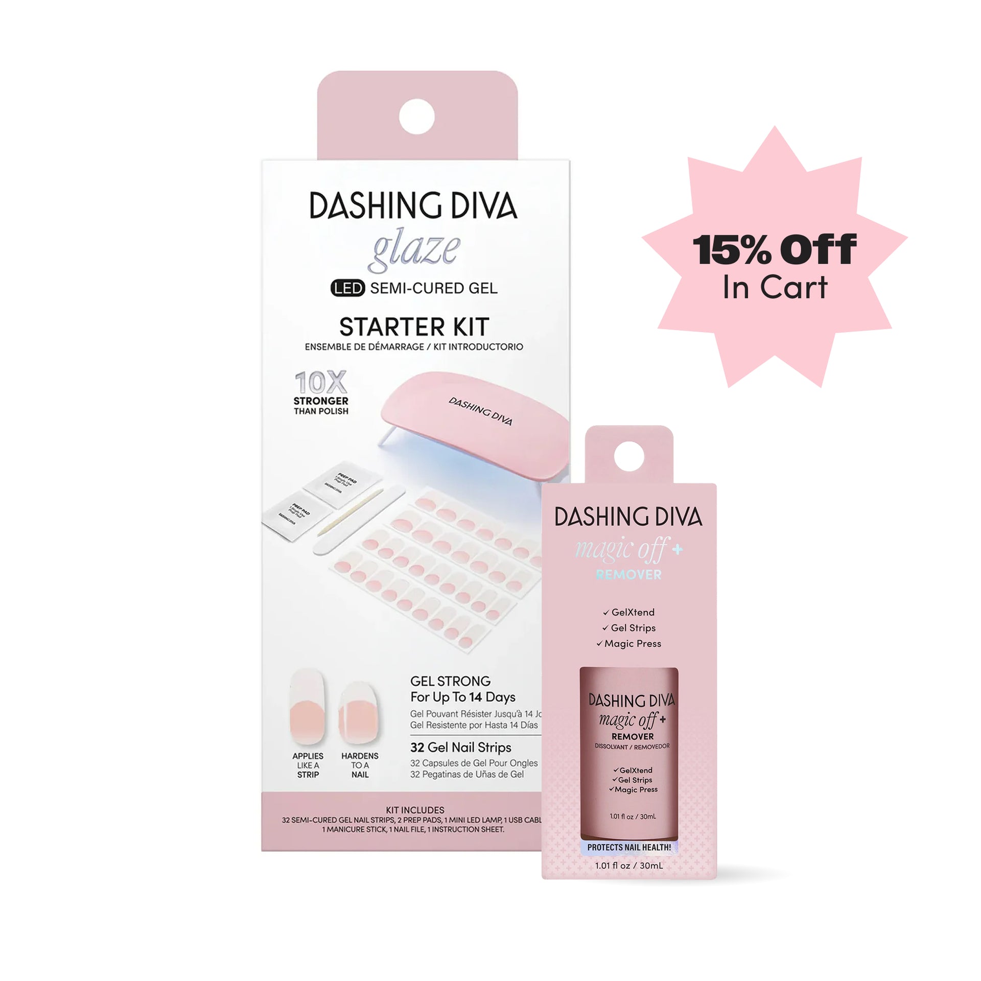 dashing-diva-glaze-pearly-whites-semi-cured-french-nagelstreifen-bundle-mit-led- image 1