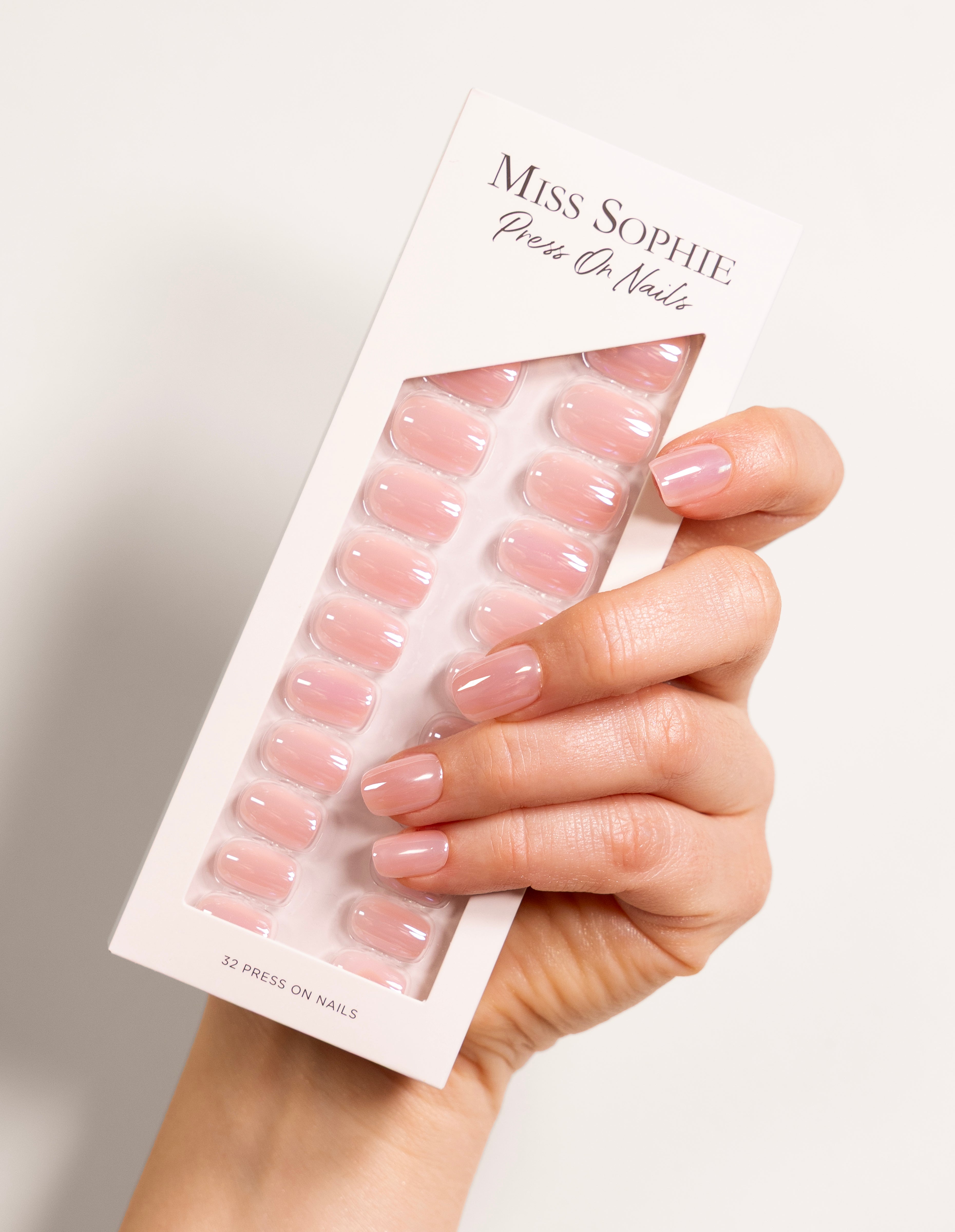 miss-sophie-s-glazed-pink-press-on-nails-short-square-ros-schimmer-mit-glazed-gl image 3