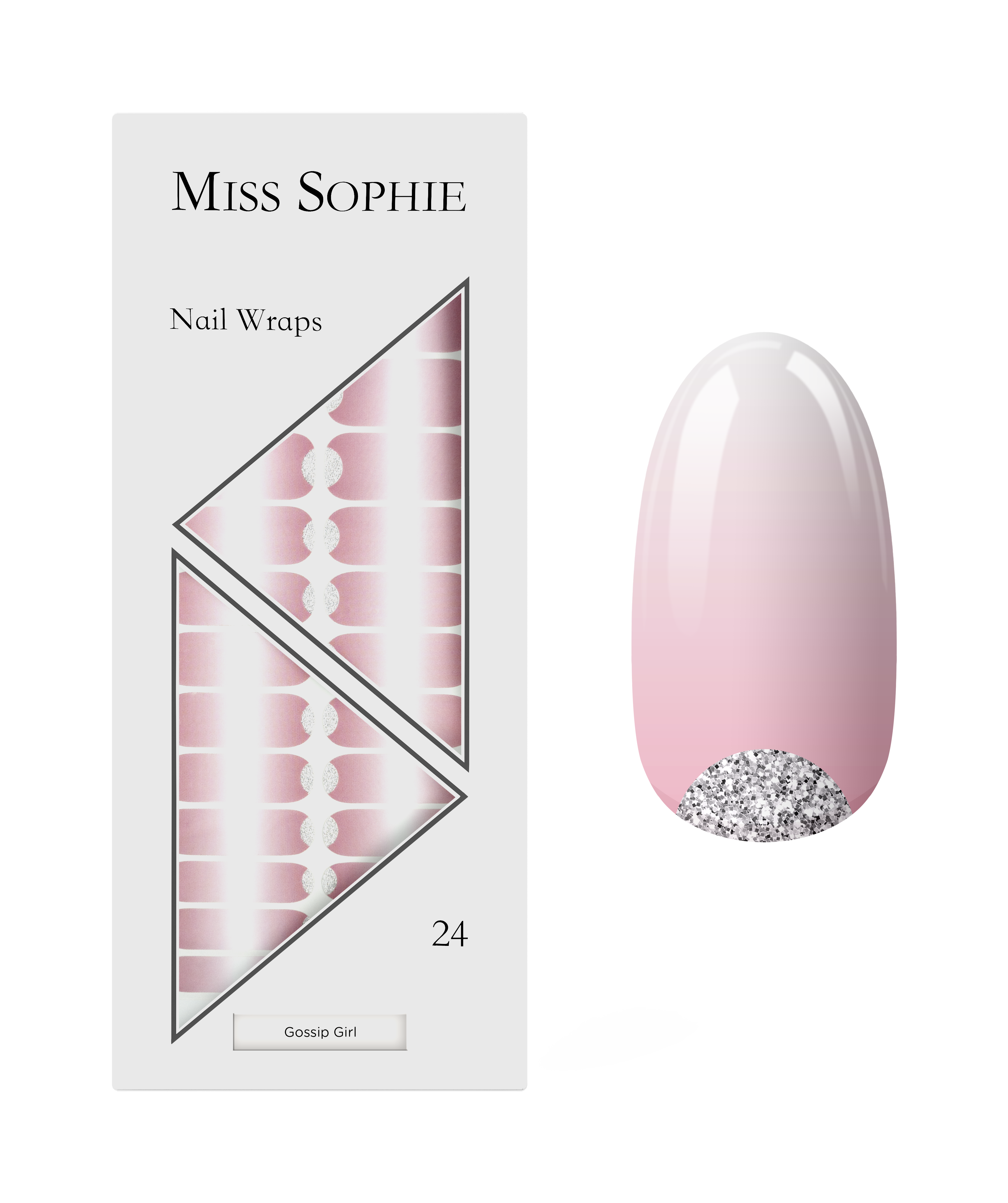 miss-sophie-s-gossip-girl-nagelfolien-nude-rose-babyboomer-mit-silberglitter image 1