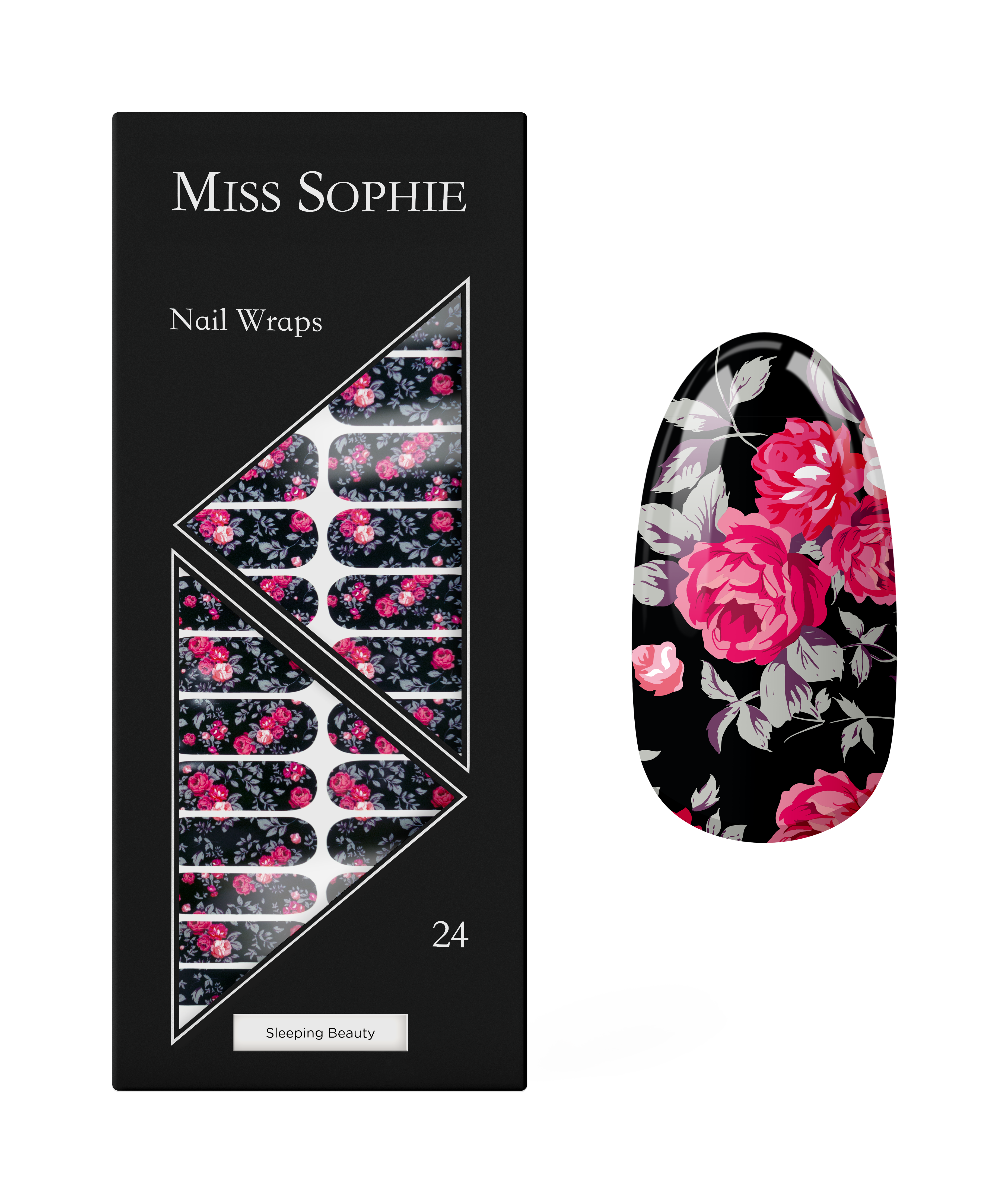 miss-sophie-s-sleeping-beauty-nagelfolien-dunkles-ros-mit-blumen-design-outlet-s image 1